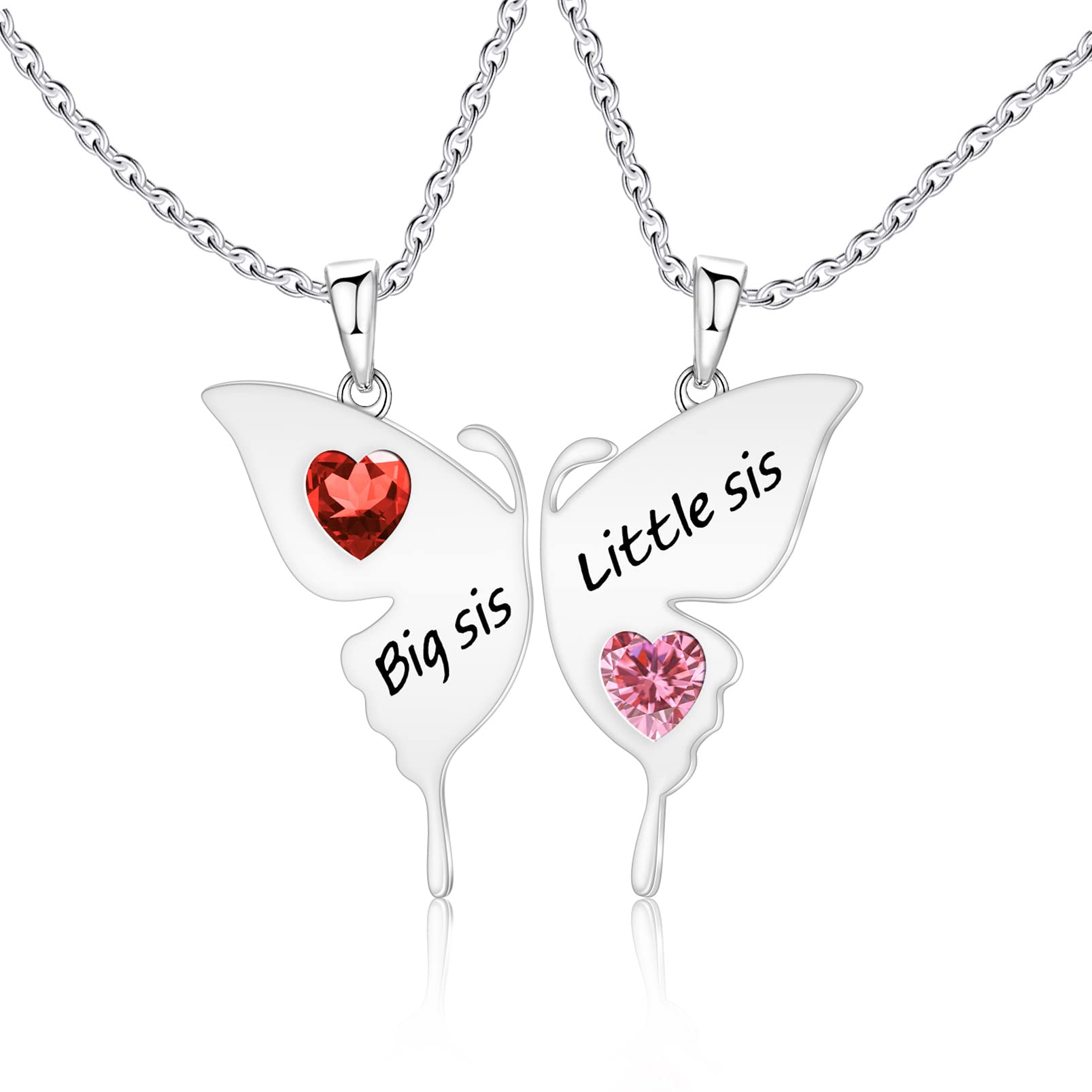 Personalized Butterfly Birthstone Necklace Set for BFF-YITUB