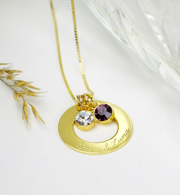 The Circle of Life Necklace with 1-3 Simulated Birthstones