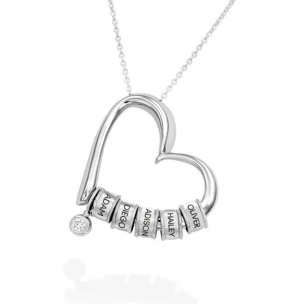 Charming Heart Birthstone Necklace with 1-5 Engraved Beads for Mom-YITUB