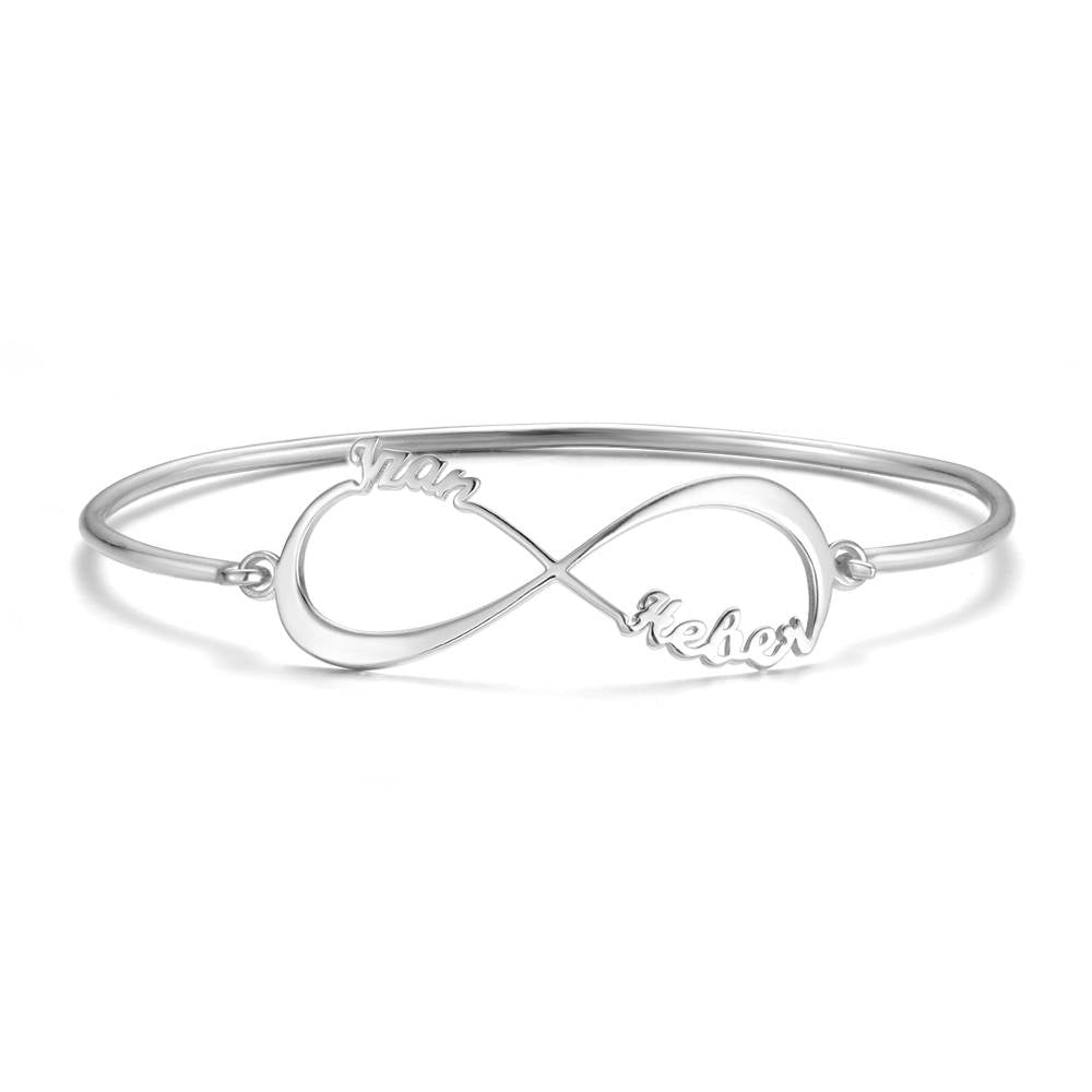Personalized Infinity Name Cuff Bangle in 925 Sterling Silver-YITUB