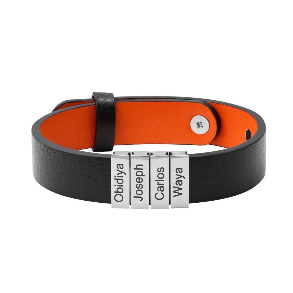 Personalized Leather Bracelet for Men with 1-6 Custom Beads-YITUB