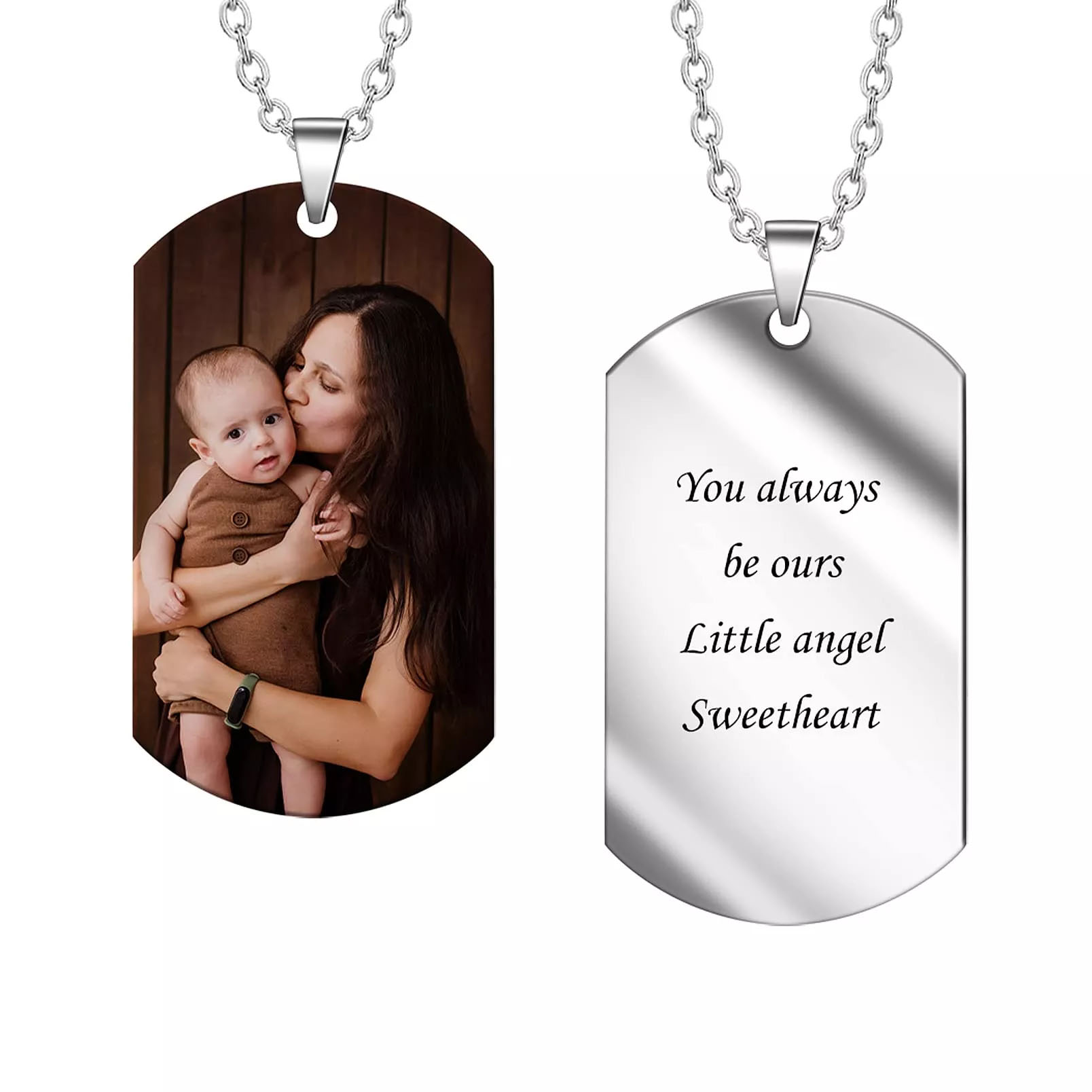 Custom Picture Necklace with Engraved Text