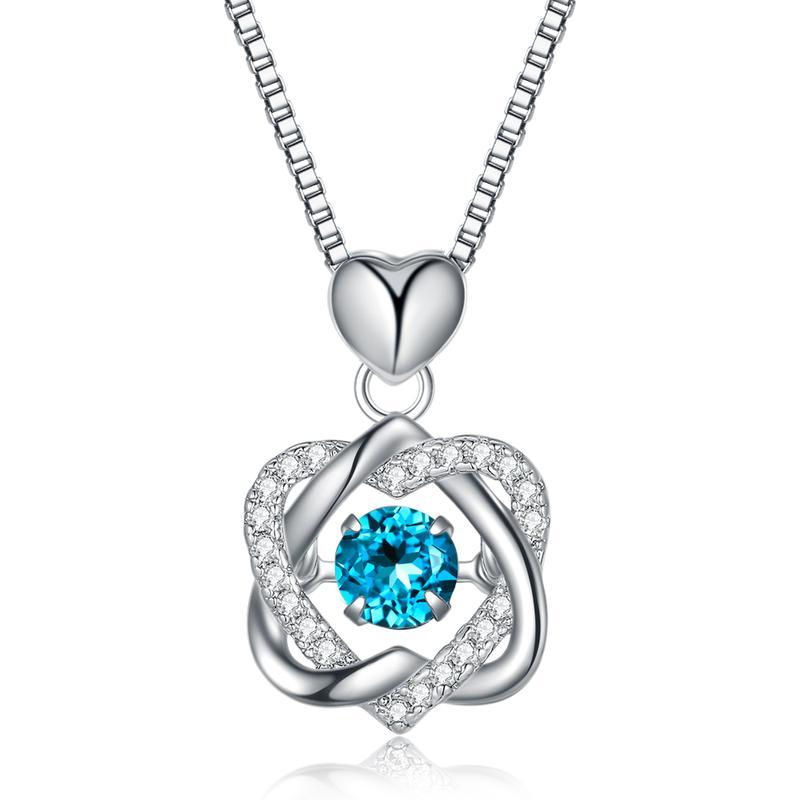 Two Hearts Guardian Birthstone Necklace in 925 Sterling Silver-YITUB