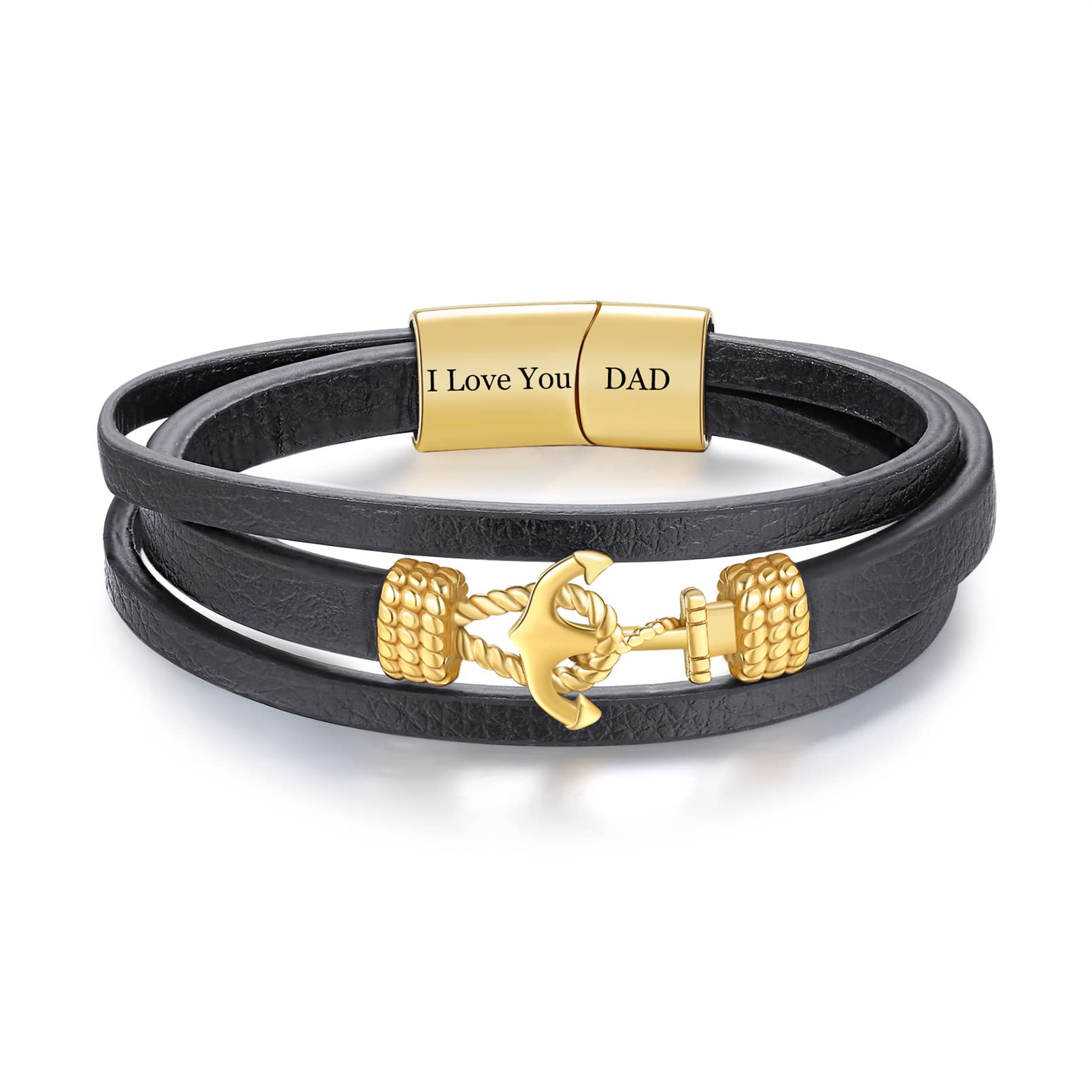 Personalized Leather Bracelet for Men with Names Style 1-YITUB