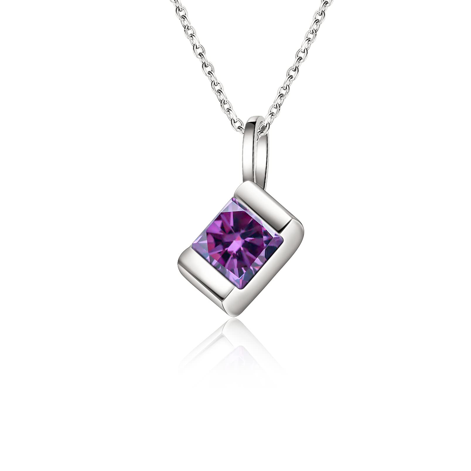 Square Birthstone Necklace for Mom with 1-6 Birthstones-YITUB