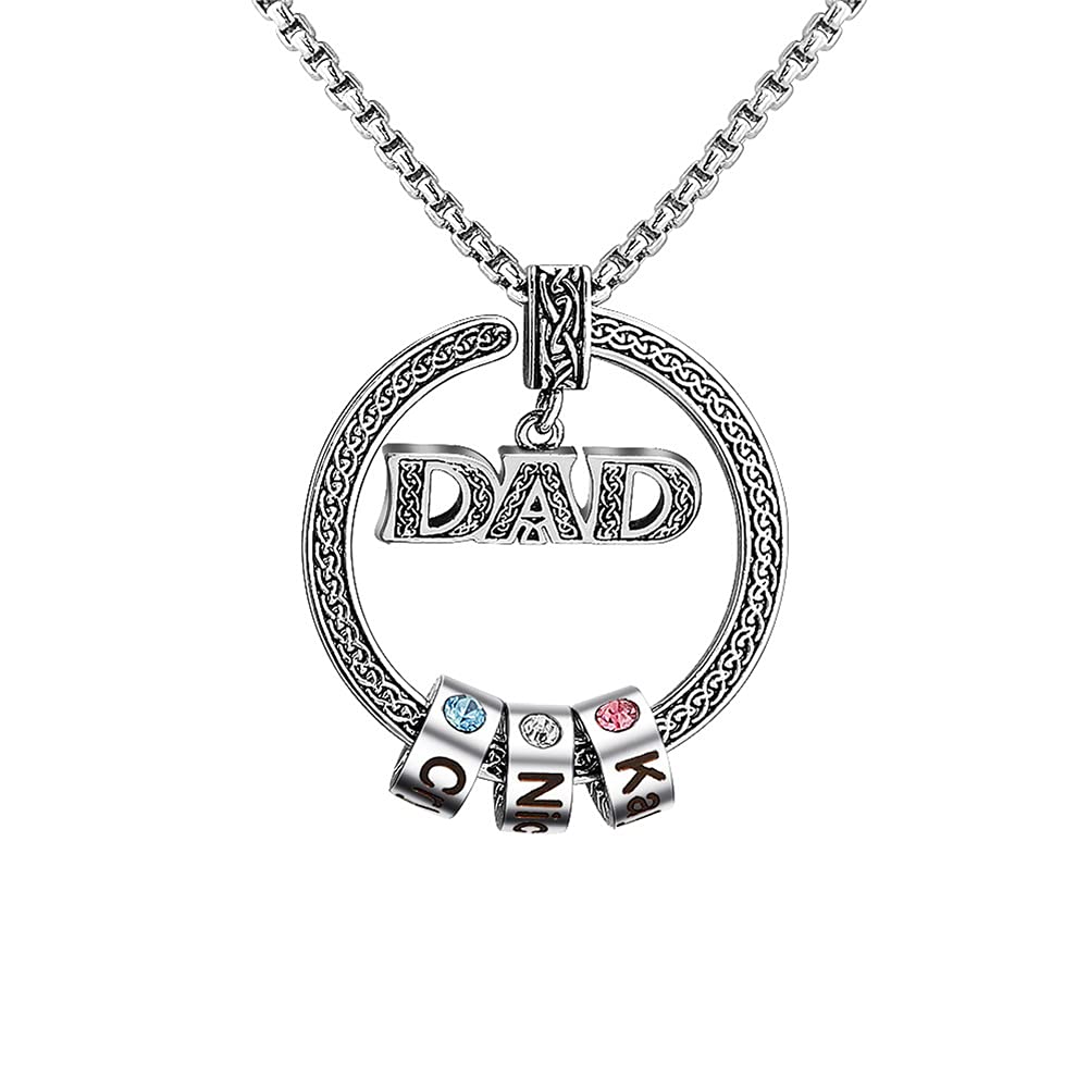 NL8-1 Engraved Initial Name Beads Charm Necklace for Dad
