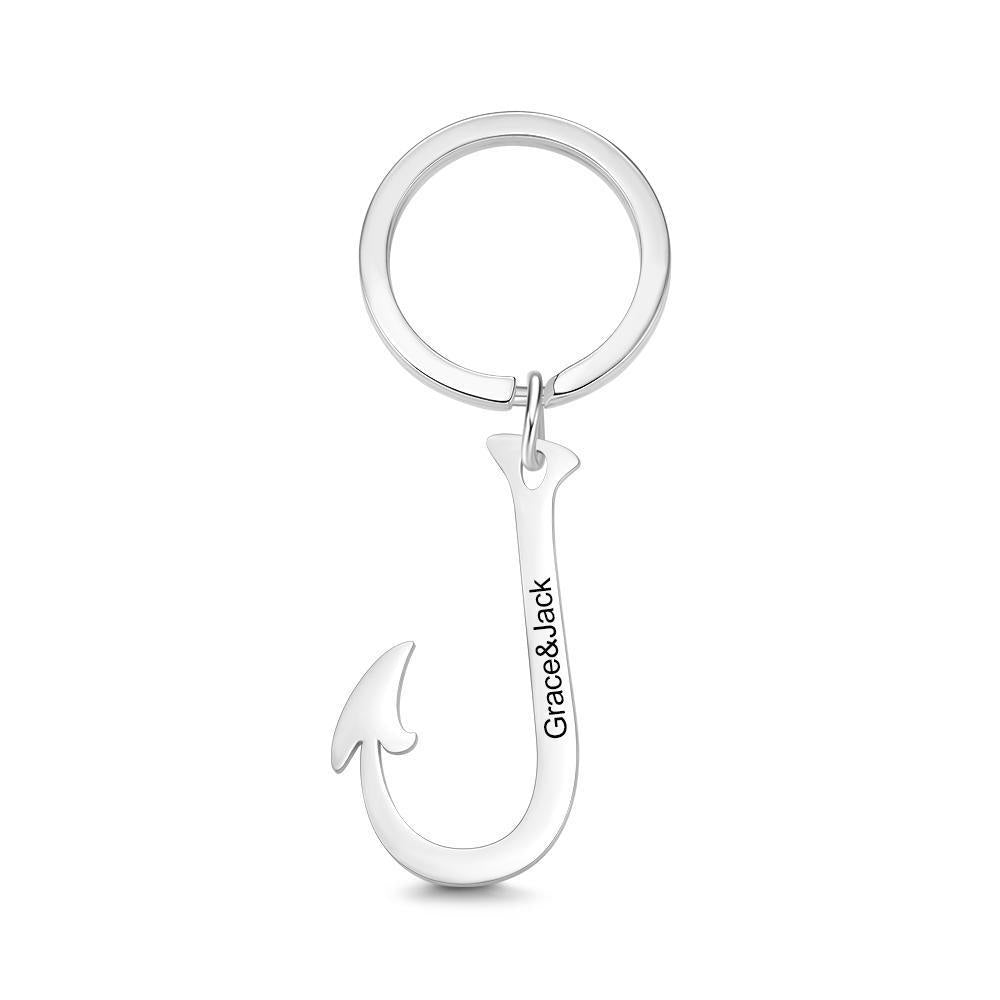 Fish Hook Style Psrsonalized Engraving Keychain Father's Day Gift-YITUB