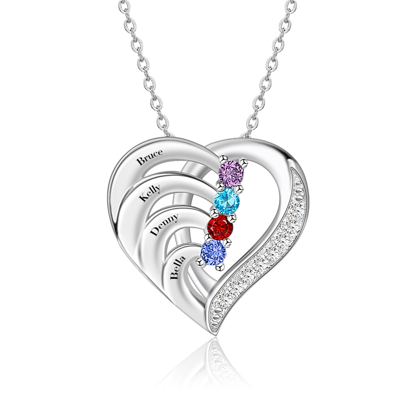 6-4 Love Heart Pendant Necklace Name Necklace with Engraving