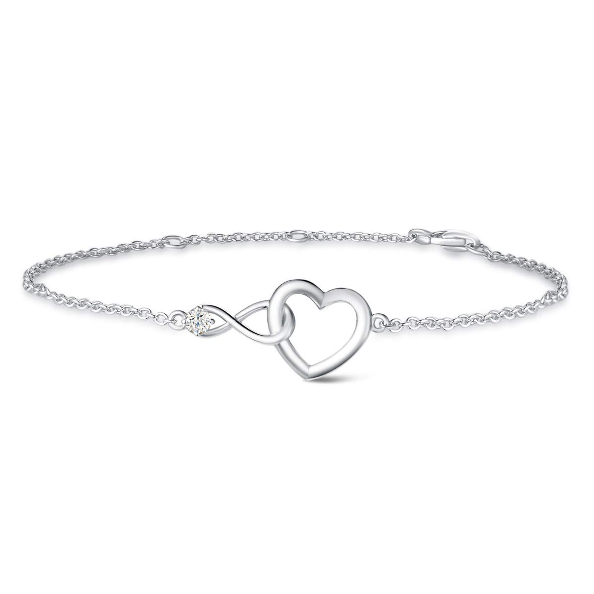 Infinity and Heart Combined Bracelet with Birthstone for Love Forever-YITUB