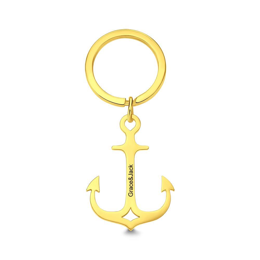 Anchor Style Keychain Engraved Keychain Gift for Him-YITUB