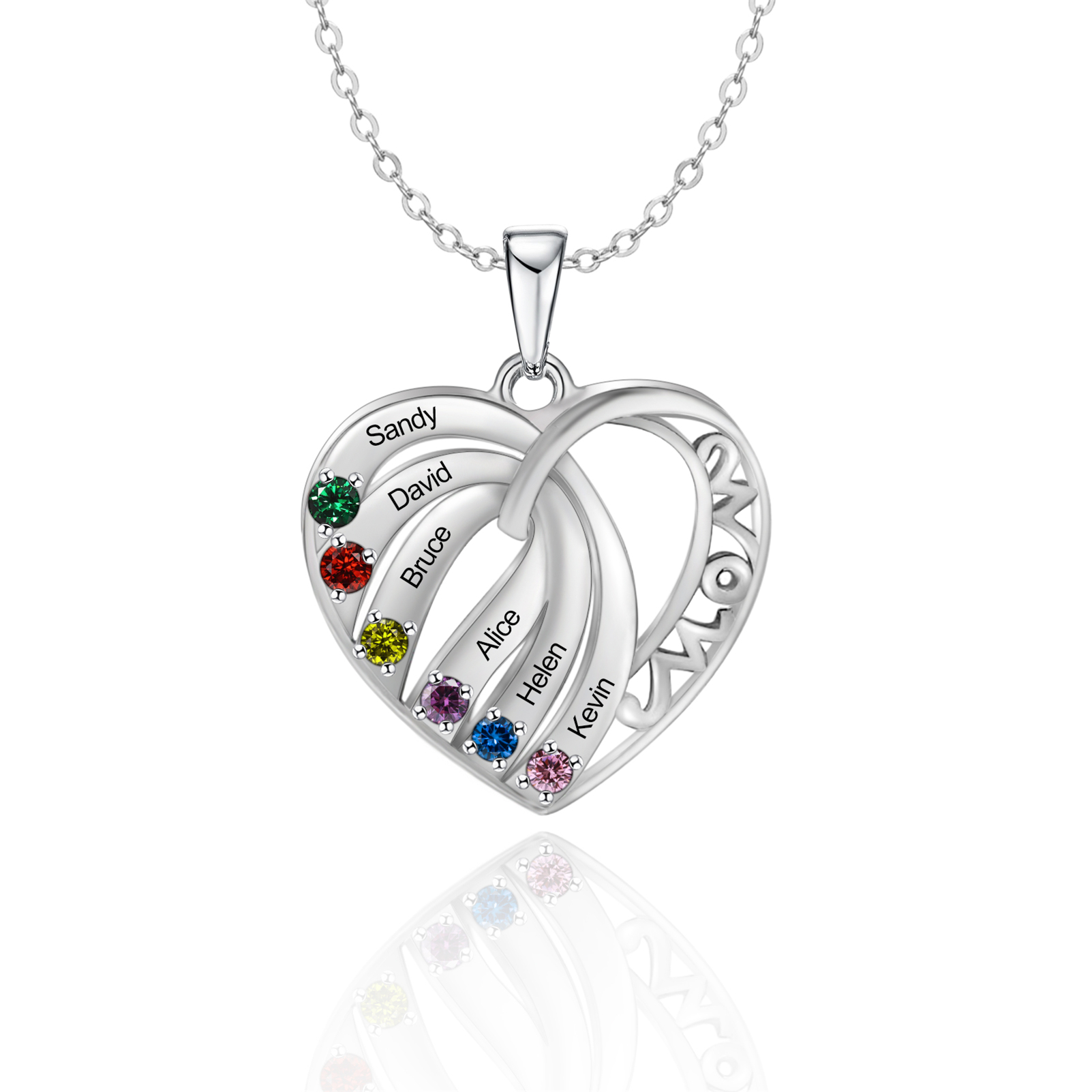 6-6-1 Love Heart Pendant Necklace Name Necklace with Engraving