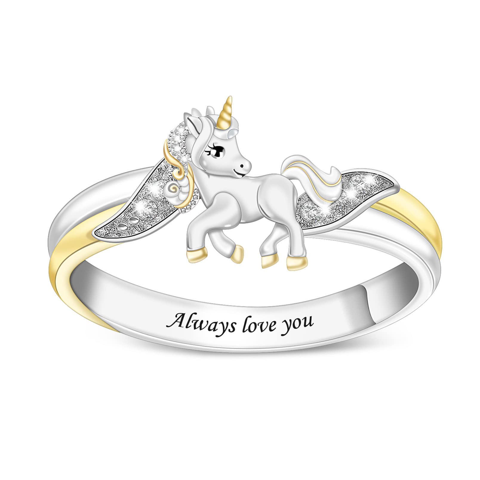 Personalized Unicorn Shaped Ring and Free Engraving.