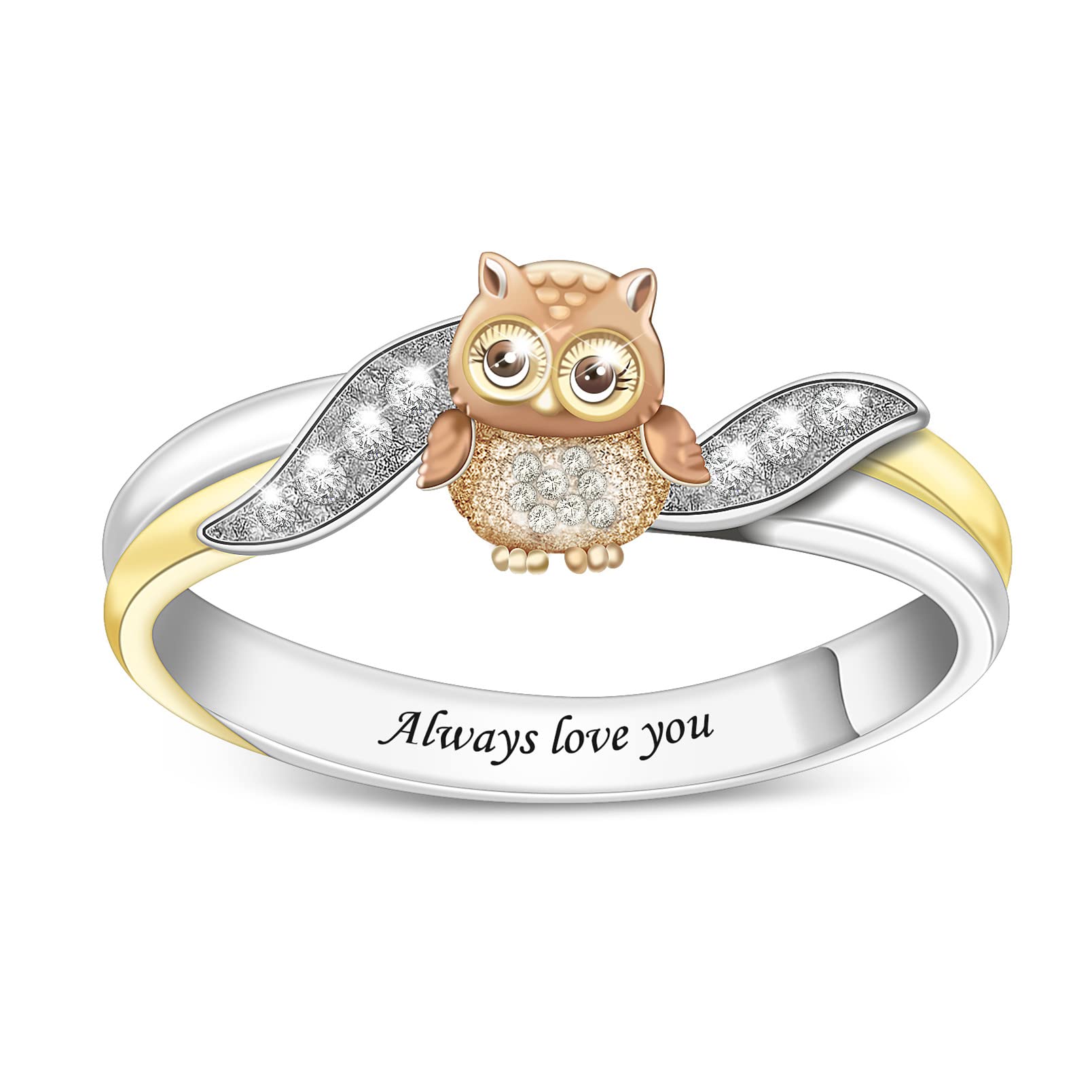 Personalized Owl Shaped Ring and Free Engraving.