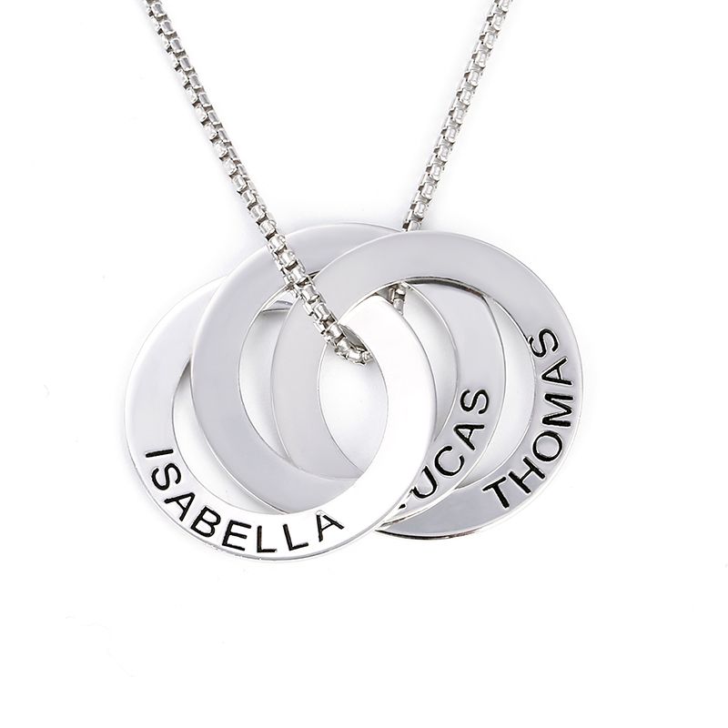 Russian Ring Engraved Name Necklace-YITUB