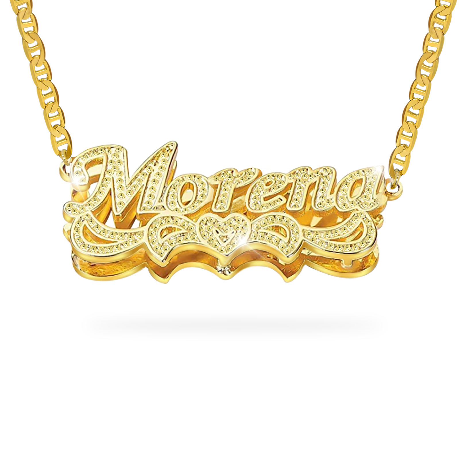 NL4-7 Double Plated Name Necklace Personalized Custom Nameplate Pendant Necklace