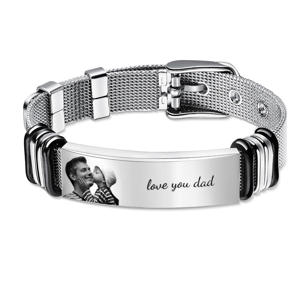 Personalized Photo Engraved Bracelet for Men-YITUB
