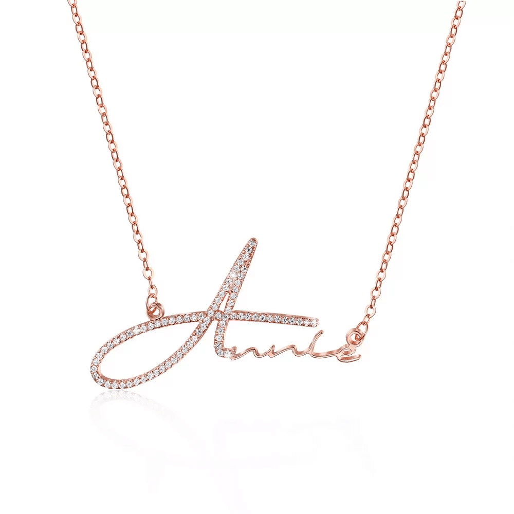 Signature Style Name Necklace with Diamond