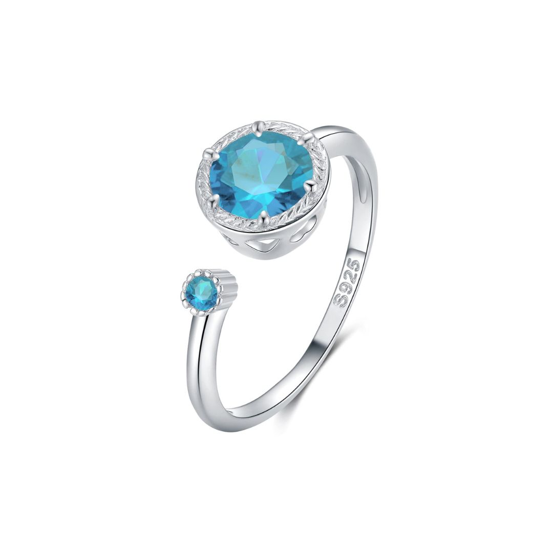 Round Birthstone Ring Full of Love Promise-YITUB
