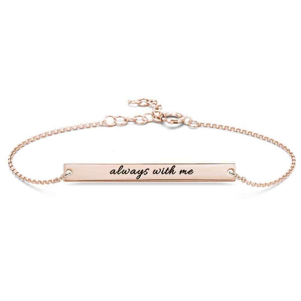 Personalized Rose Gold Plated  Engraved Bar Bracelet Bridesmaid Gift-YITUB