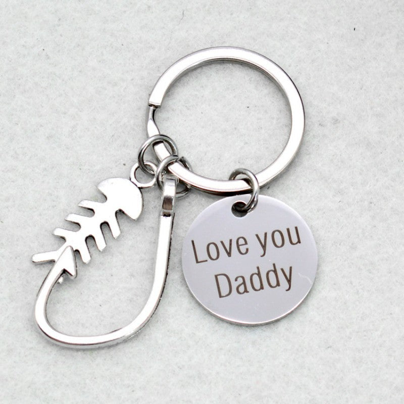 Fishing Hook Keychain Fish Bone Keyring Father's Day Gift for Dad