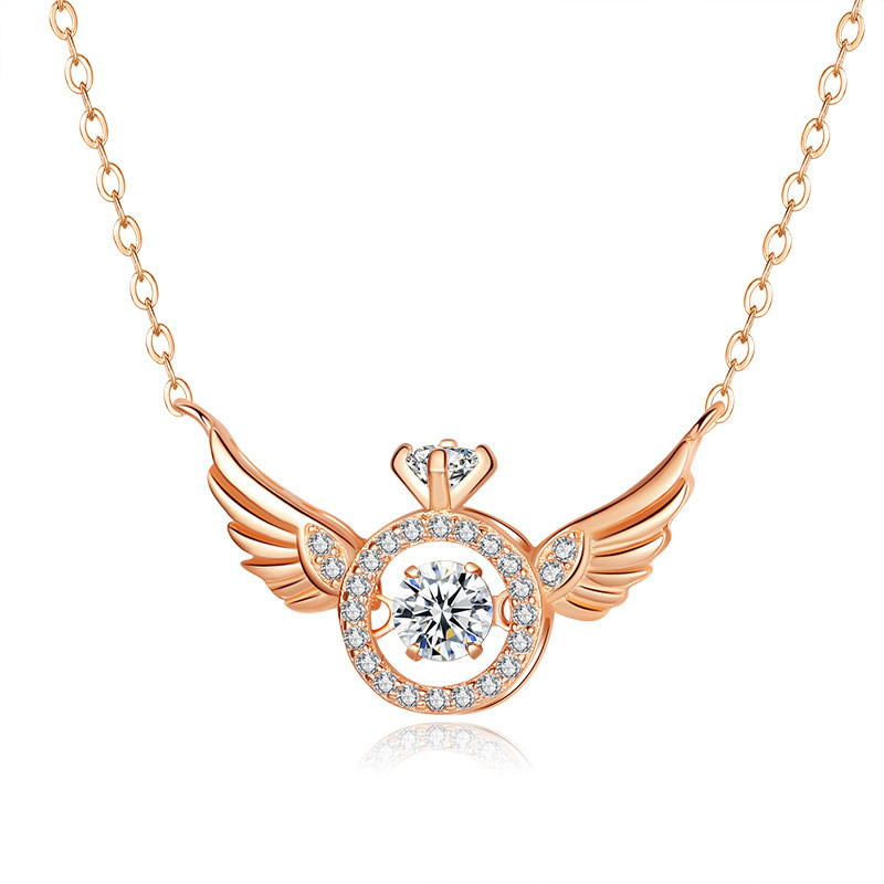 Angel Wings Beating Heart Necklace