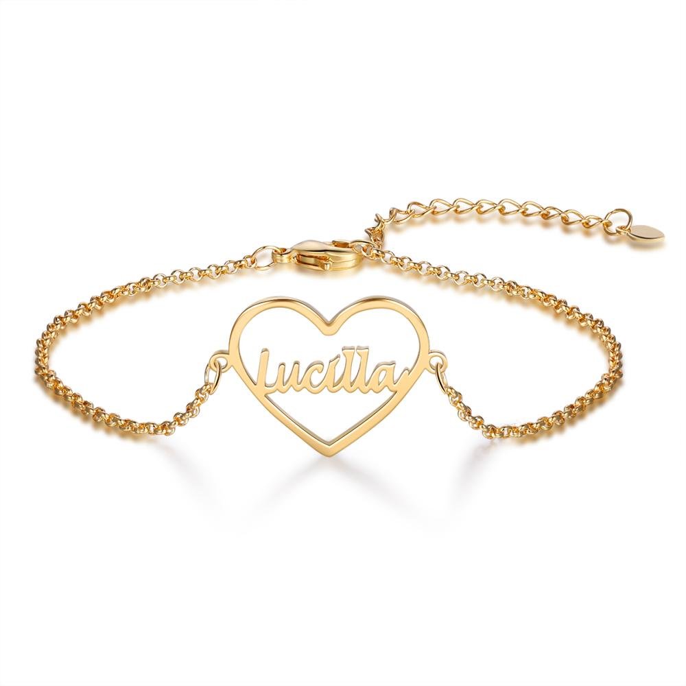 Personalized Heart Name Bracelet Custom Gift for Her