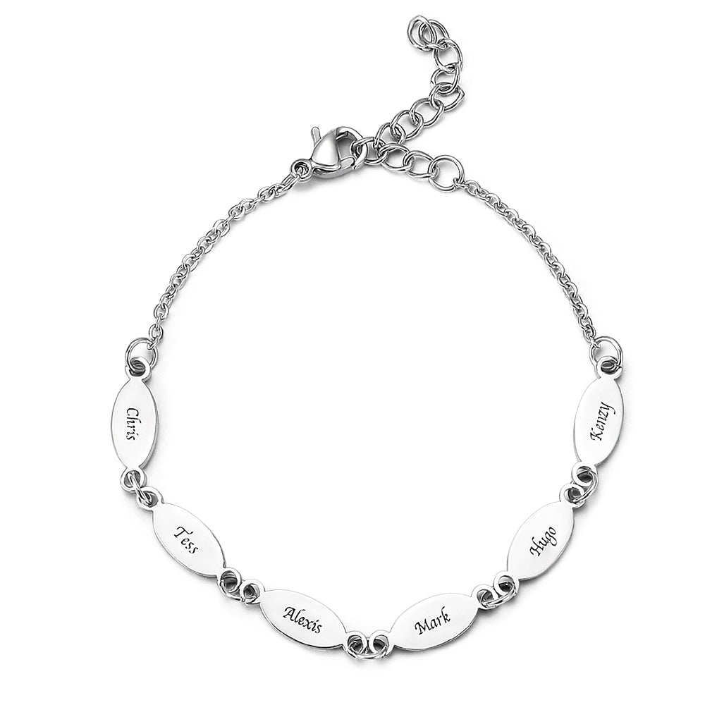 2022 Hot Sale Personalized Engraved Bracelet Mother Bracelet Oval Design in Silver
