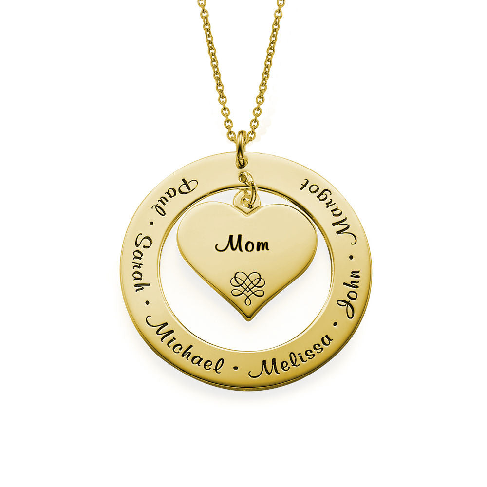 Personalized Heart in the Circle Necklace for Mom / Grandma