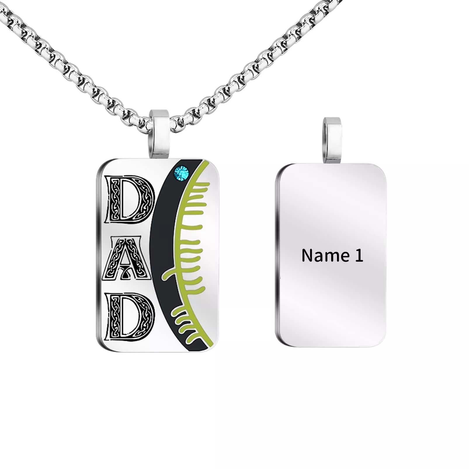 Personalized Dad Necklace for Men with 1-5 Birthstones -YITUB