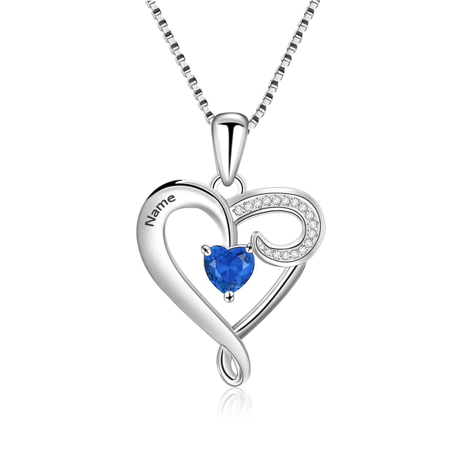 Love Heart Pendant Necklace Name Necklace with Engraving