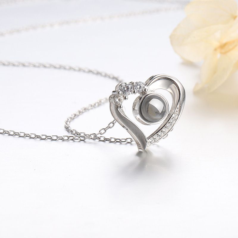 Personalized Heart Shape Photo Projection Necklace-YITUB