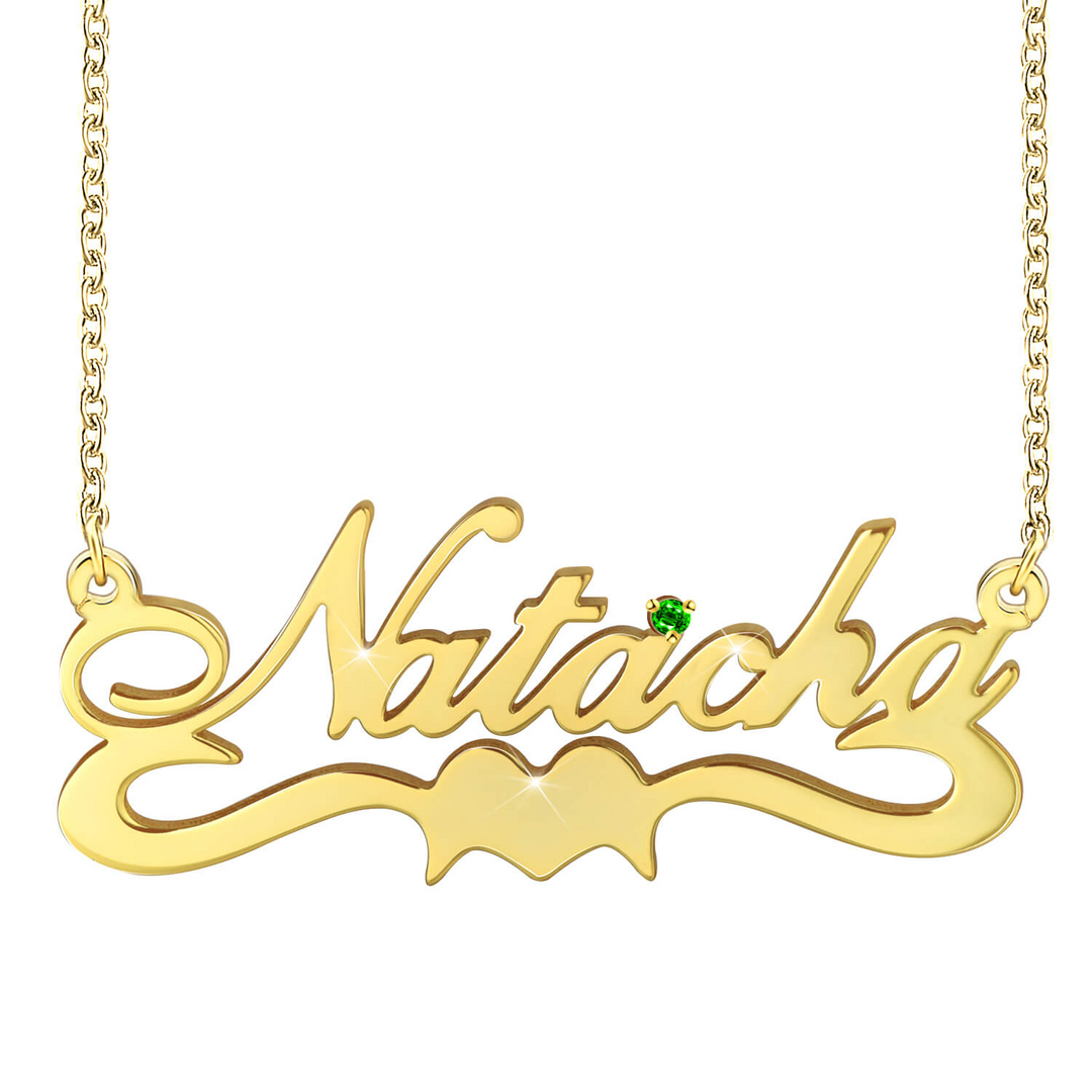 Personalized Name Necklace with Birthstone for Women