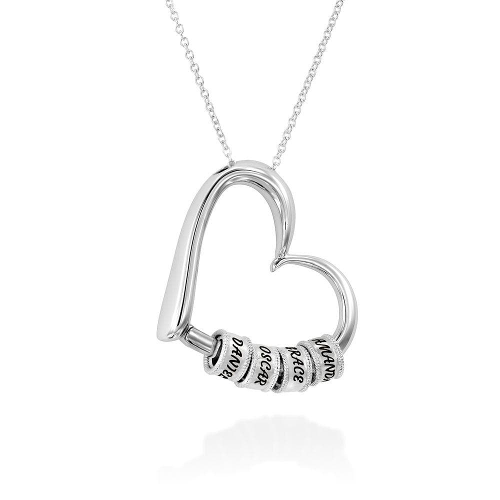 Charming Heart Necklace with Engraved Beads for Mom-YITUB