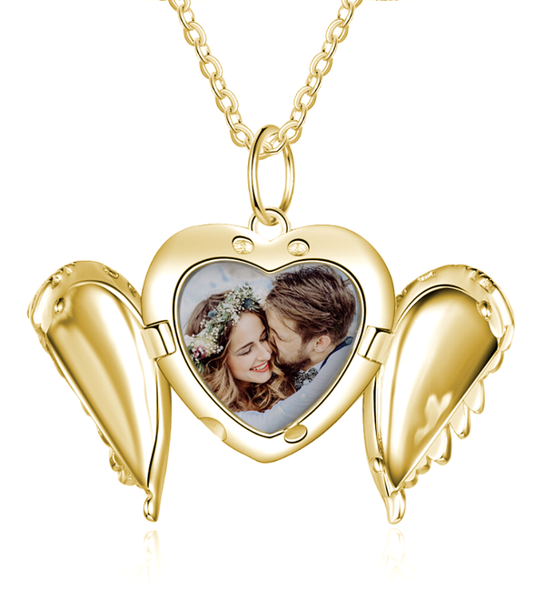 Love Heart Locket Photo Necklace for Women-YITUB