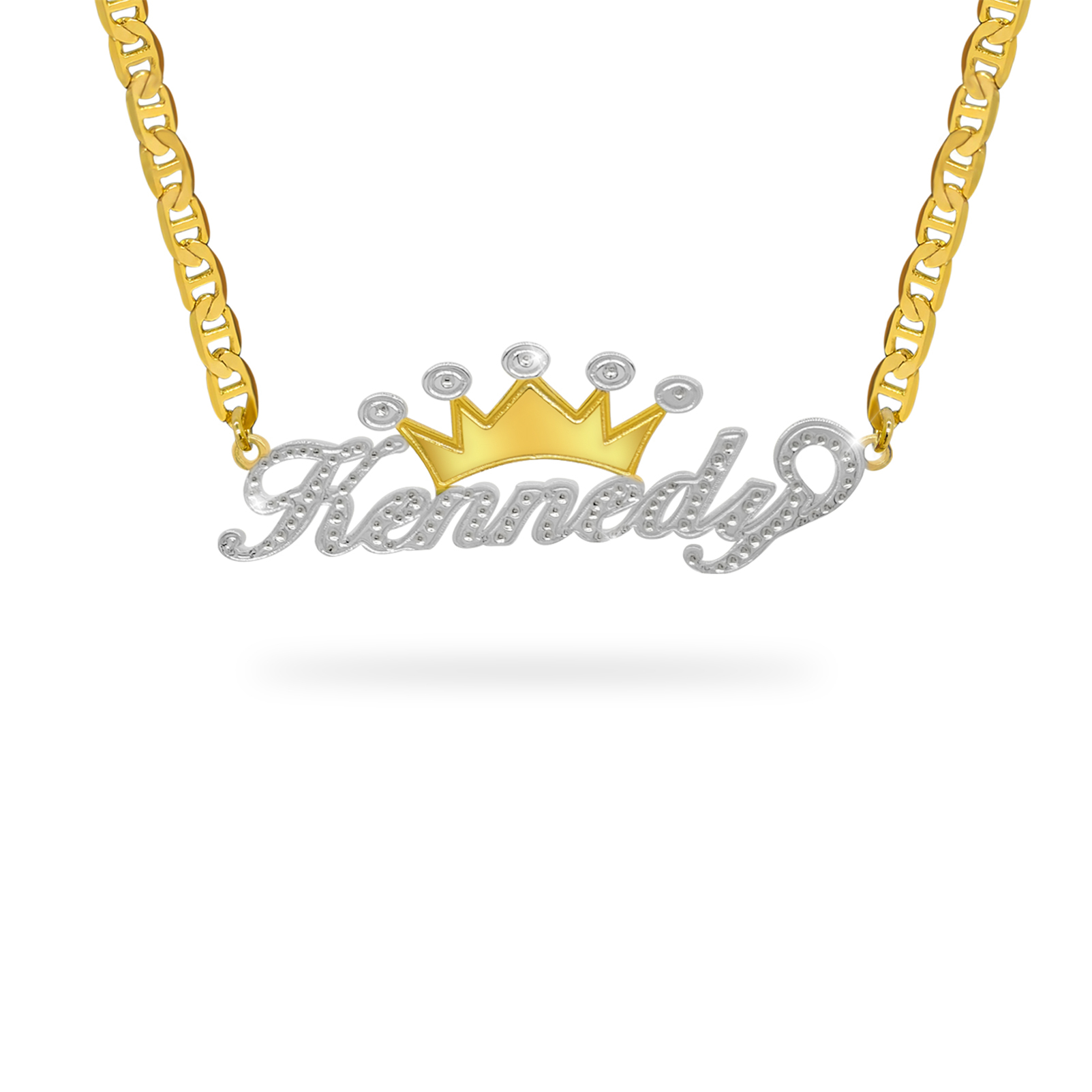 NL4-3 Double Plated Name Necklace Personalized Custom Nameplate Pendant Necklace