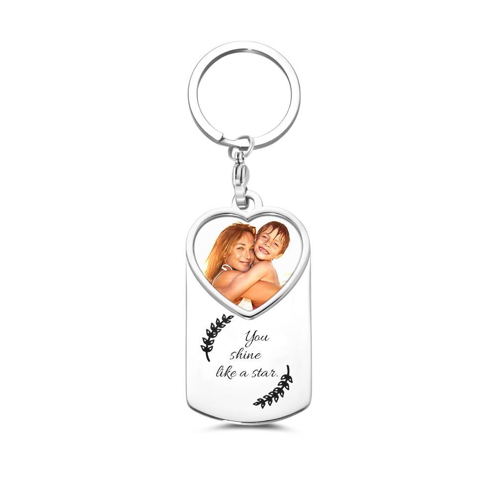 Personalized Engraved Photo Keychain Picture Frame Keyring Gifts for Mom