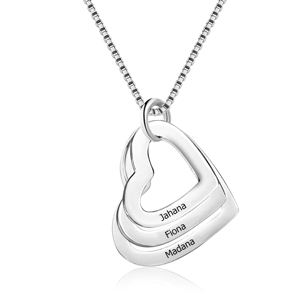 Personalized Multi-Heart Engraved Name Necklace for Her-YITUB