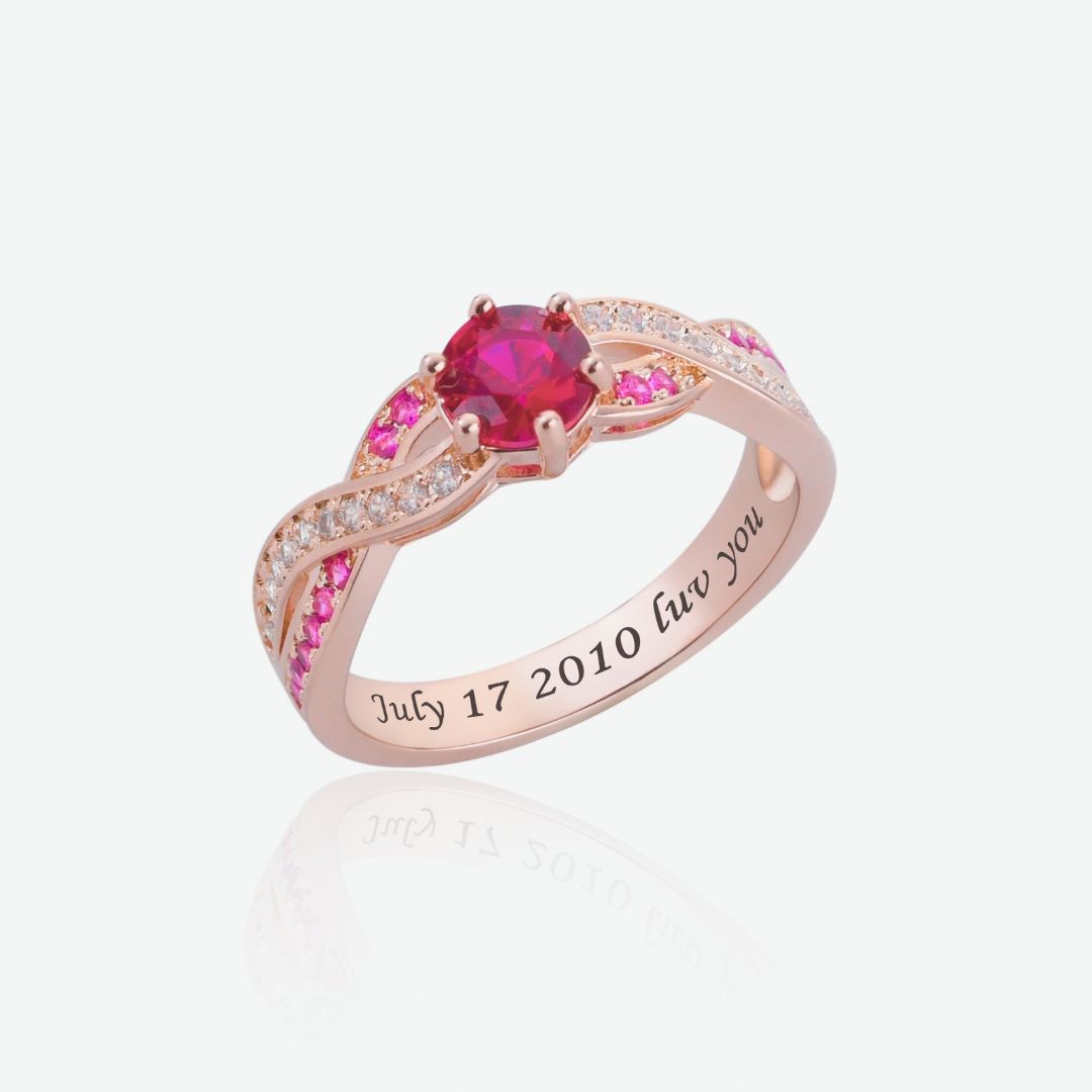 Personalized Intertwined Unique Birthstone Ring-YITUB