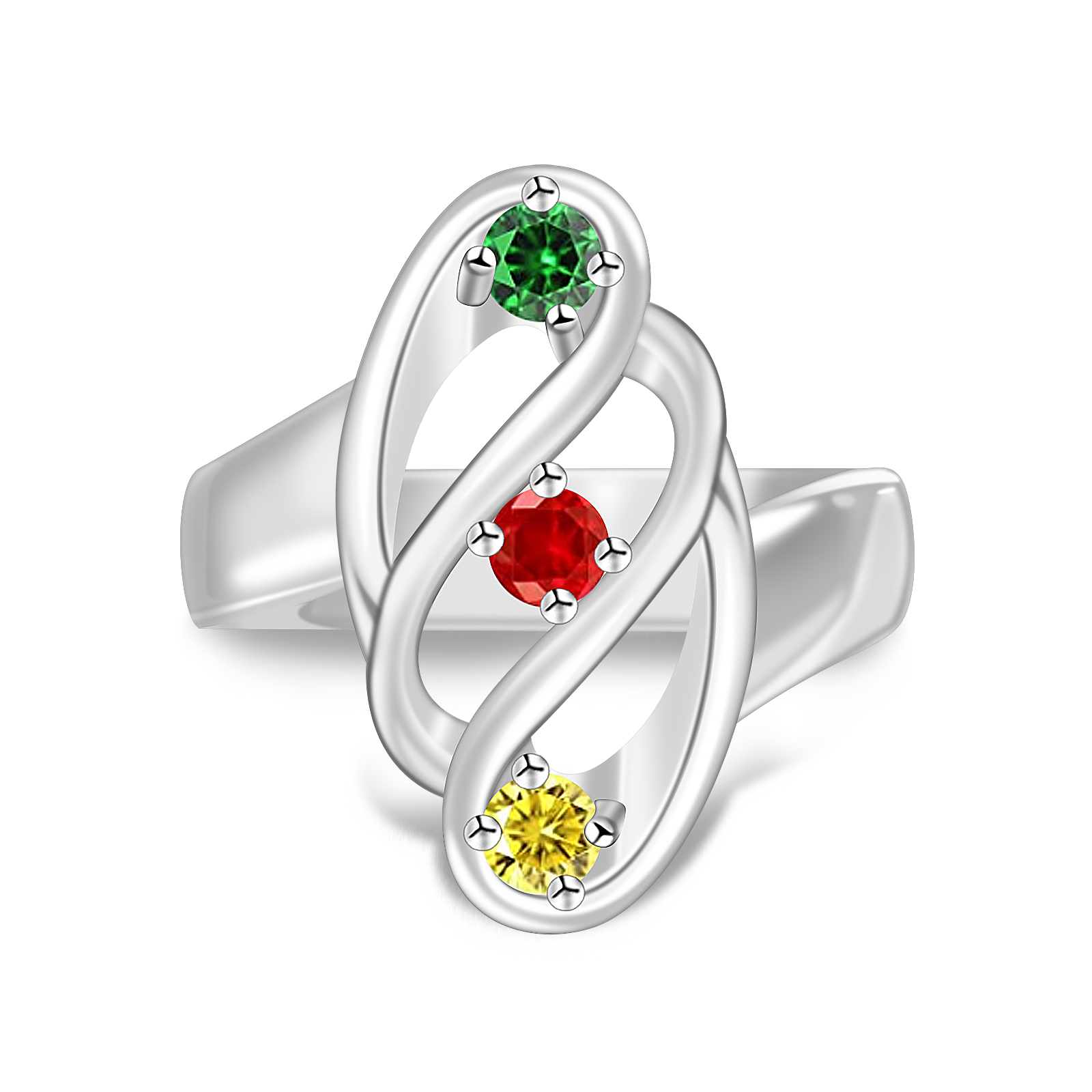 Personalized Mom‘s Ring with 1-3 Simulated Birthstones