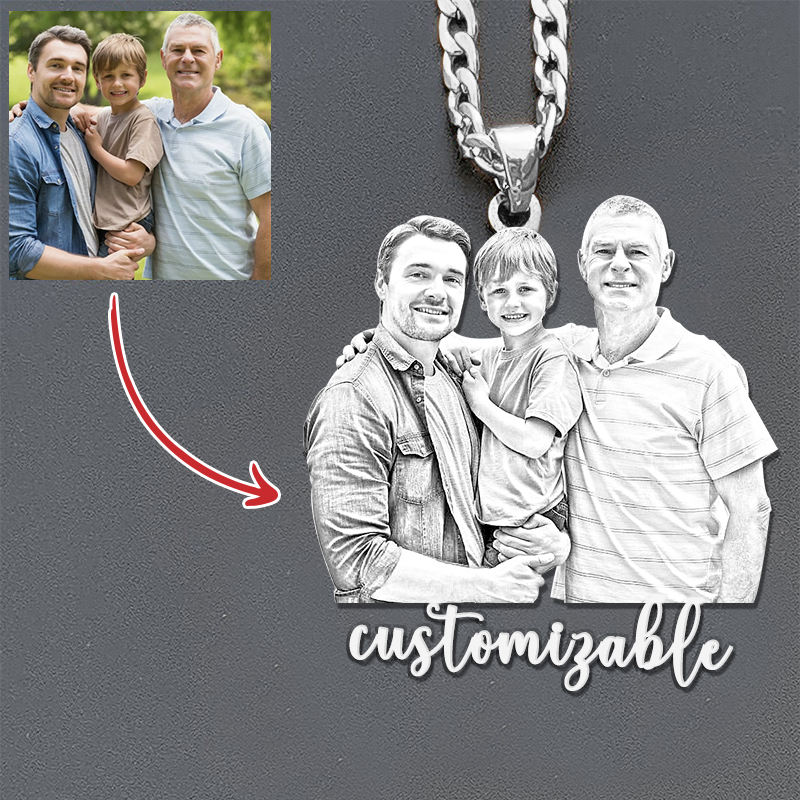 Custom Family Photo Necklace Engraving Pendant Necklace-YITUB