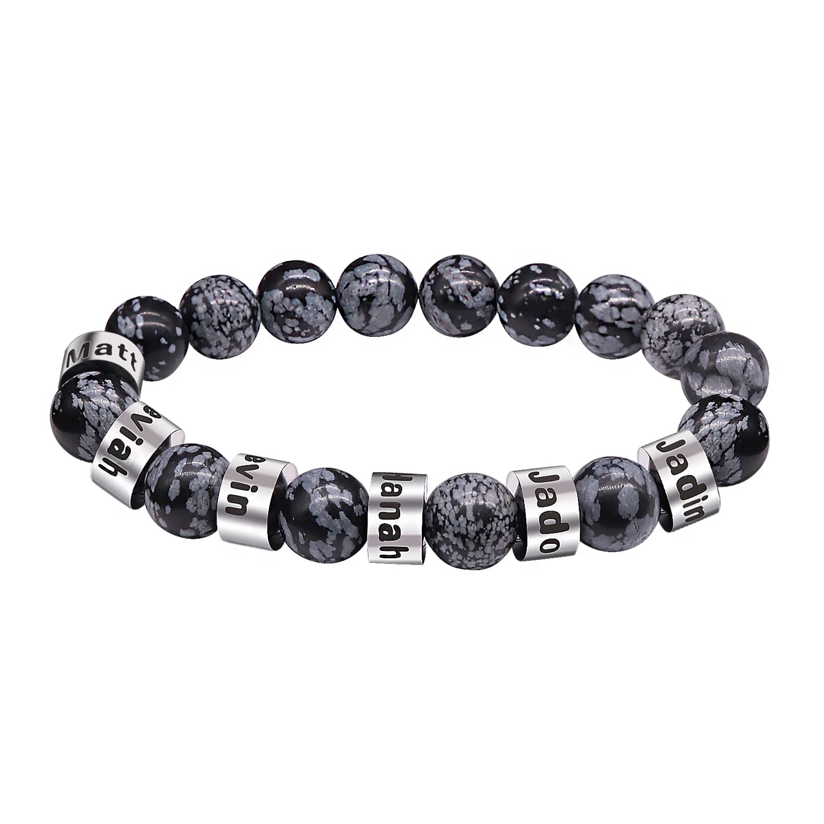 Personalized Stone Beads Bracelets with Name Lava Beads Engraved for Men