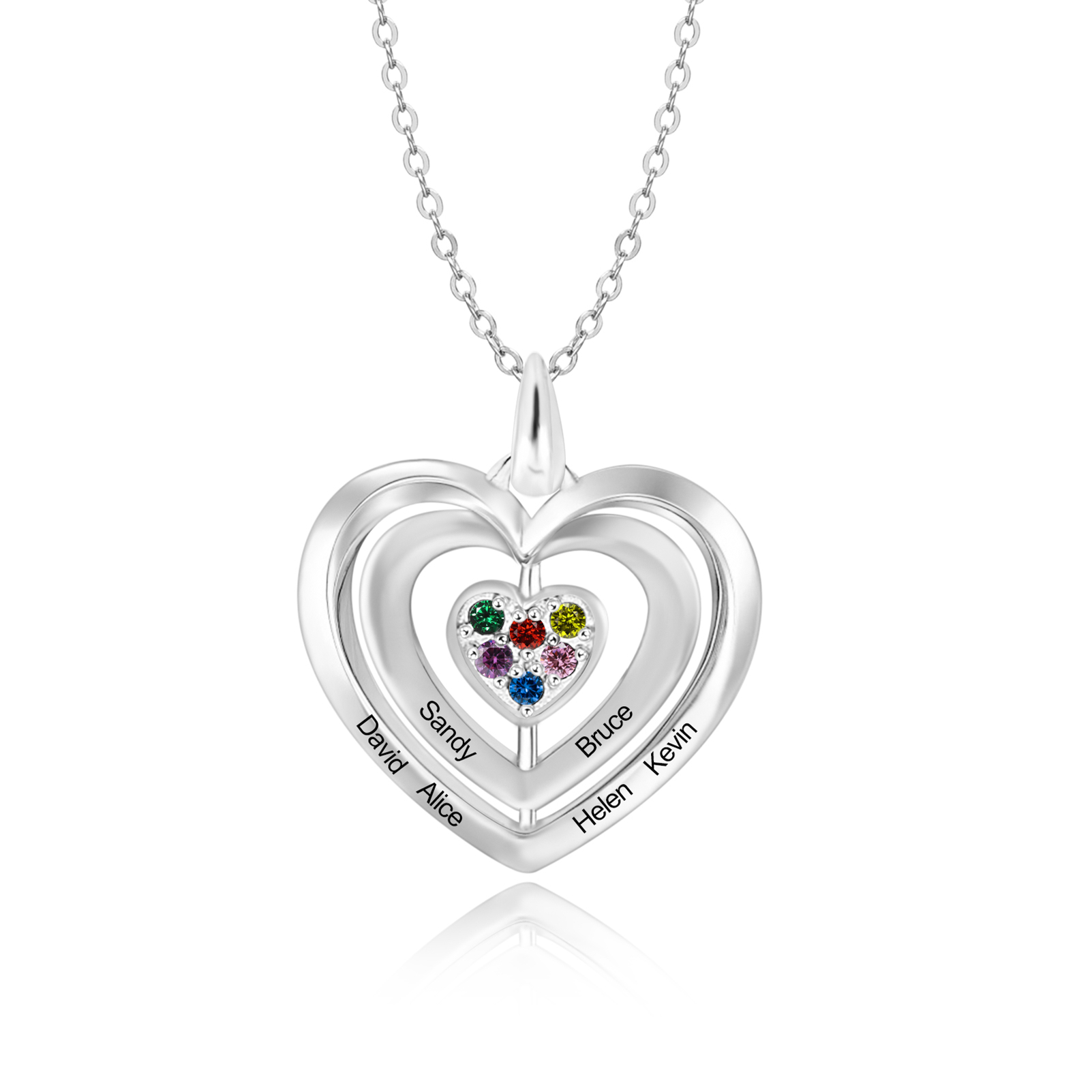 6-6-2 Love Heart Pendant Necklace Name Necklace with Engraving