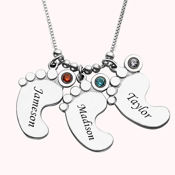 Custom Mother's Necklace with Baby Feet Charm