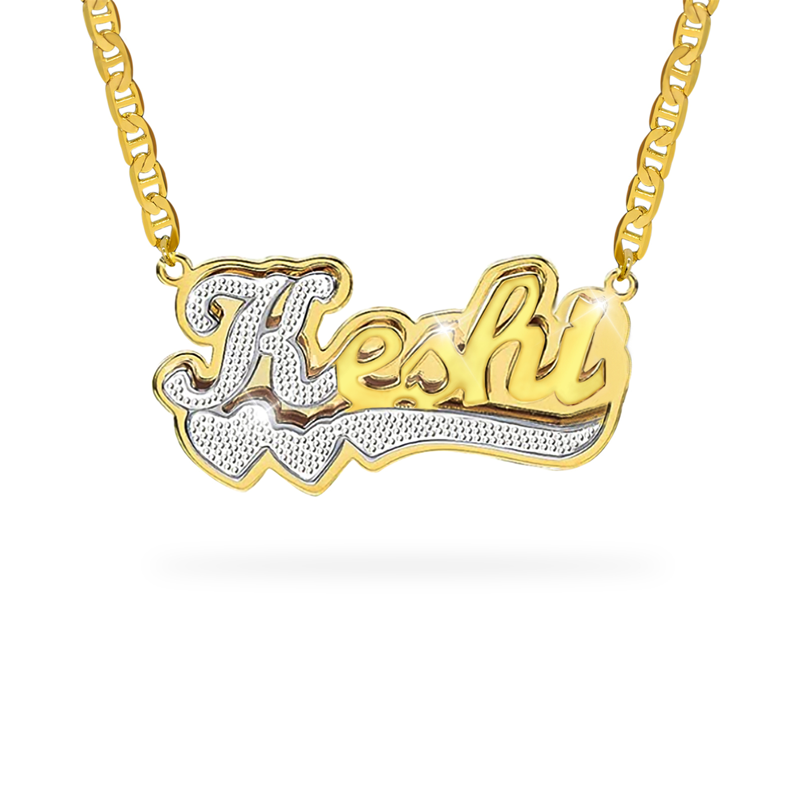 NL4-6 Double Plated Name Necklace Personalized Custom Nameplate Pendant Necklace