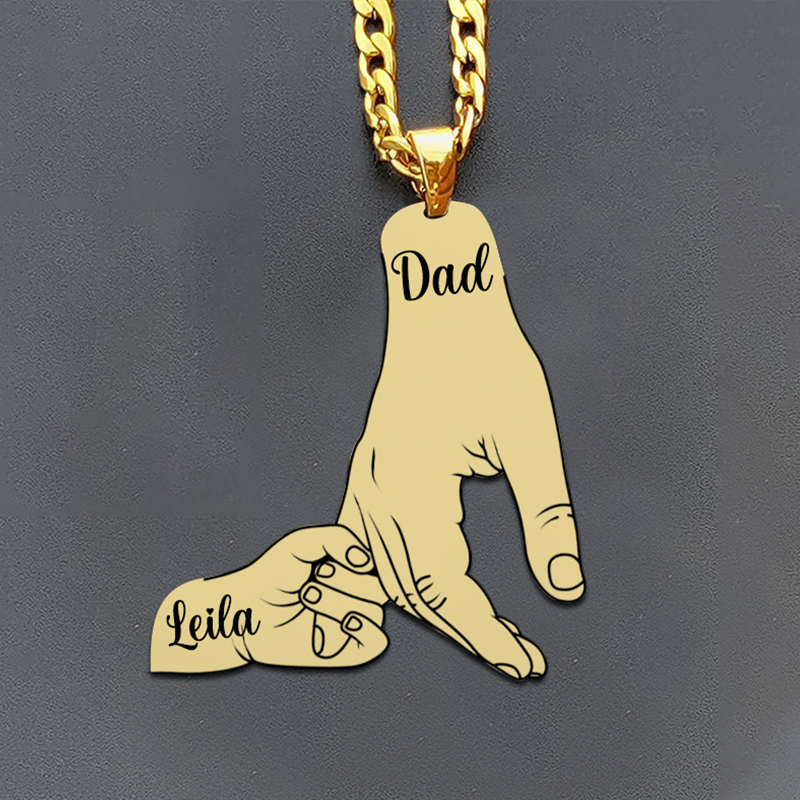 Custom Big Hands Small Hands Name Necklace-YITUB