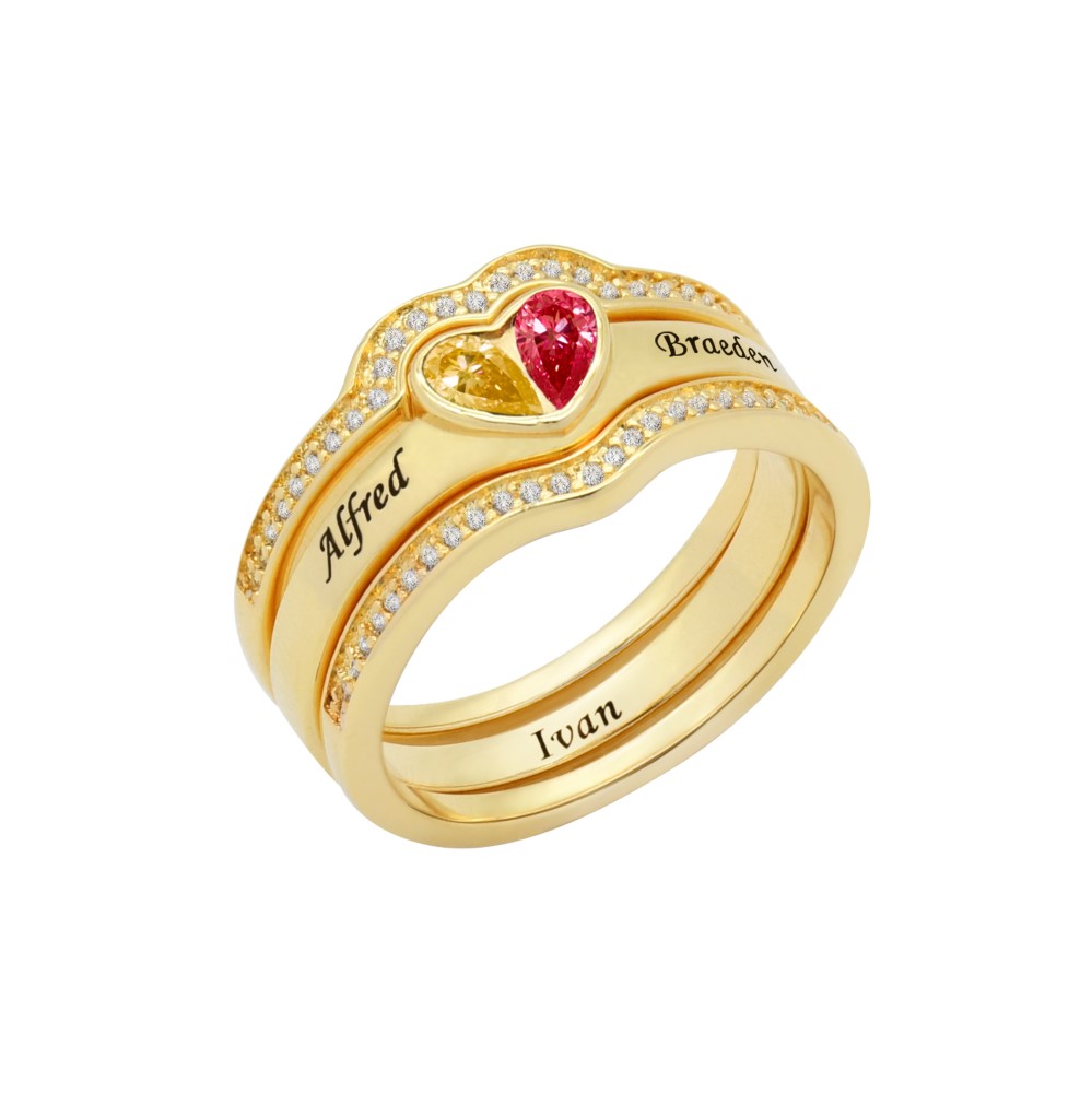 Heart-to-Heart Birthstone Ring | 3 Circles in One 