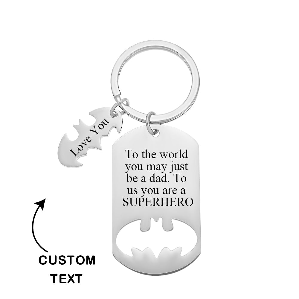 Custom Engraved keychain Superhero Daddy Keychain Father's Gift-YITUB
