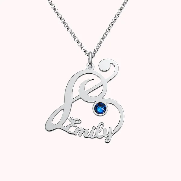 Treble Clef Music Note Name Necklace with Birthstone-YITUB