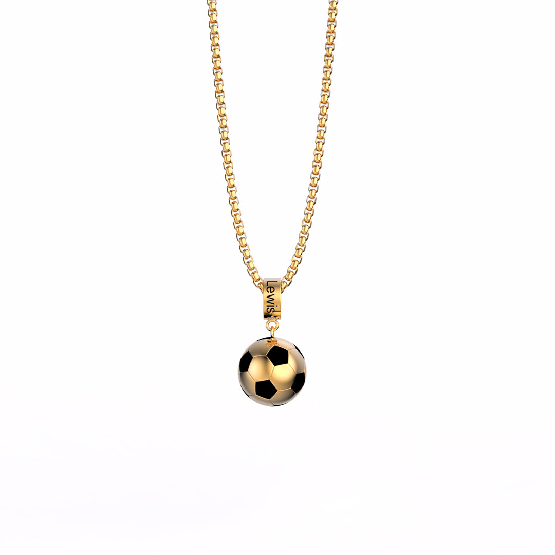 Custom Soccer Pendant Necklace with Engraved Names-YITUB
