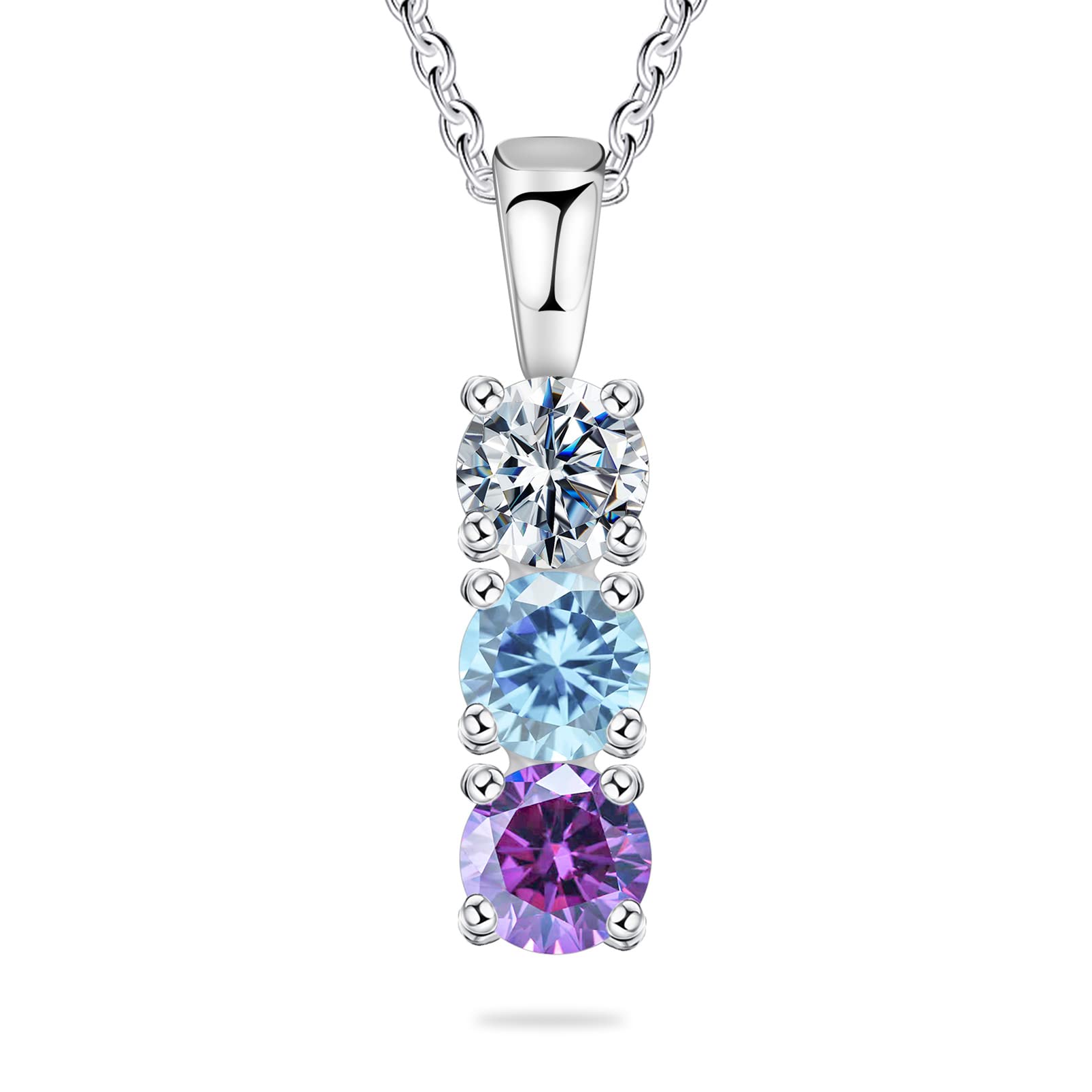 Personalized Simulated Birthstones Column Style Necklace for Women-YITUB
